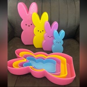 PEEPS Marshmallow Bunny Containers Set of 4 Nesting Mantle Easter Decor Pink